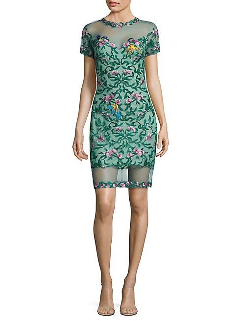 Tadashi Shoji - Floral Embroidered Cocktail Dress