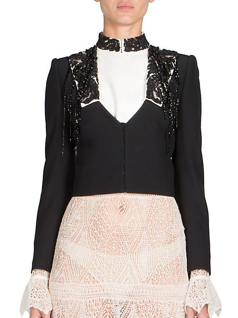 Alexander McQueen - Cropped Leaf Crepe Jacket