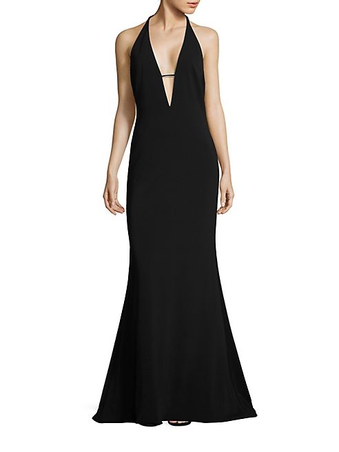 Badgley Mischka - Plunging V-Neck Gown