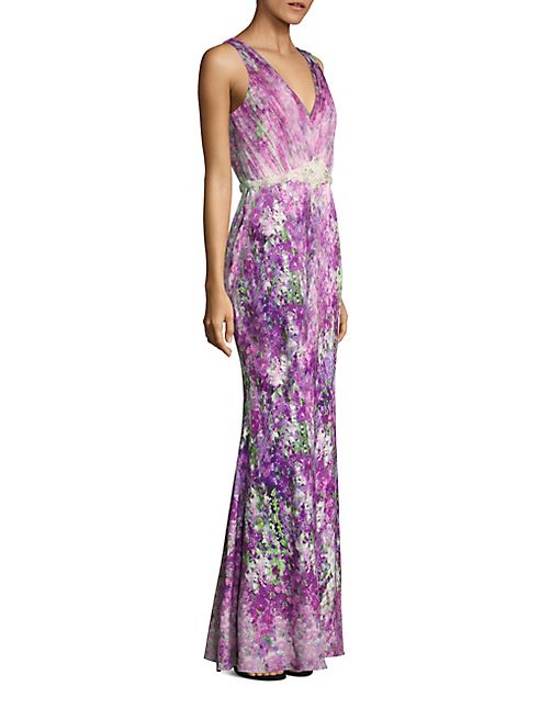 Badgley Mischka - Printed Tulle Gown