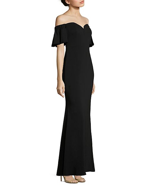 Badgley Mischka - Off-The-Shoulder Flutter Sleeve Gown