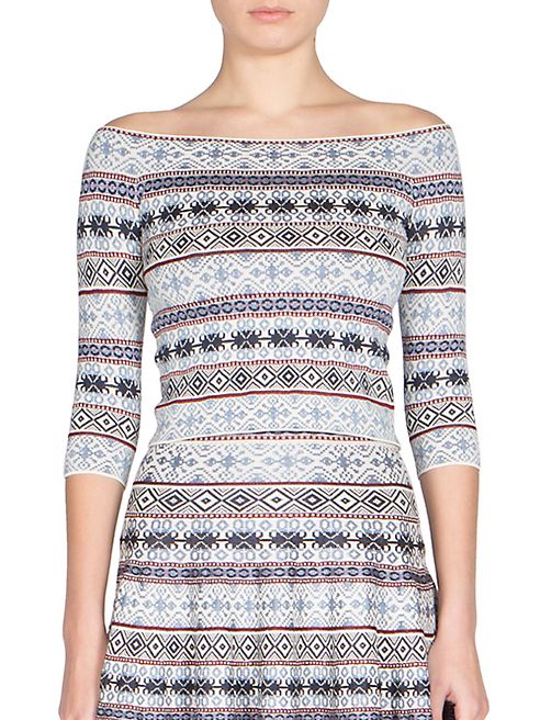 Alexander McQueen - Off-The-Shoulder Fair Isle Knit Top