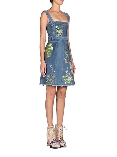 Alexander McQueen - Embroidered Floral Denim Dress