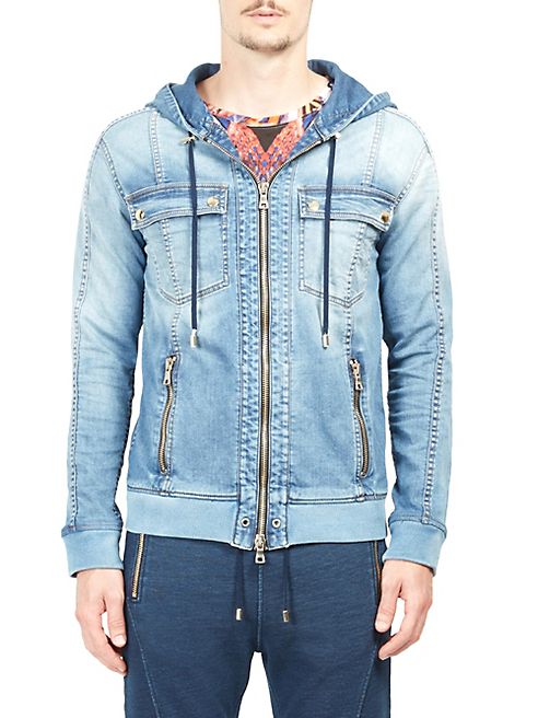 Balmain - Zip-Up Denim Sweatshirt