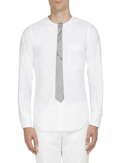 Thom Browne - Tie-Detail Silk Crewneck Shirt