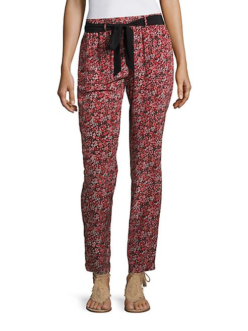 Joie - Julietta Floral Printed Waist-Tie Silk Pants