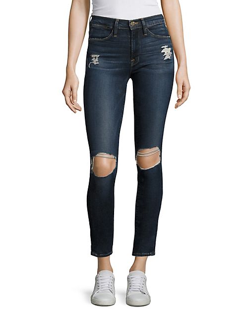 FRAME - Le High Distressed Skinny Jeans