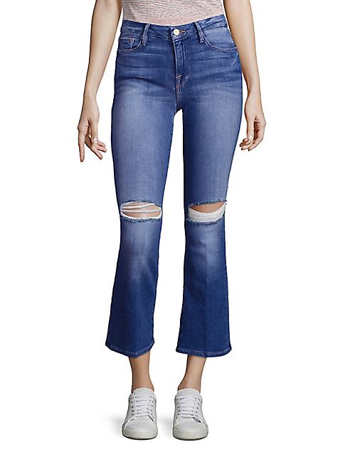 FRAME - Le Cropped Distressed Mini Bootcut Jeans