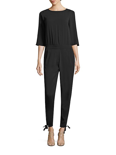 Halston Heritage - Crepe Tie-Cuff Jumpsuit