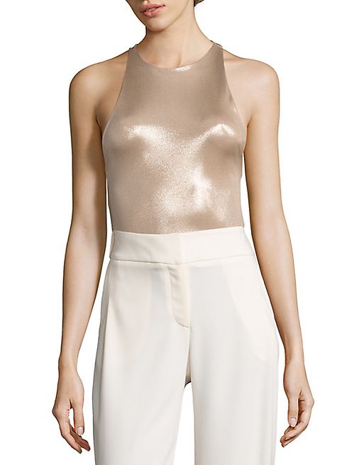 Halston Heritage - Anjelica Metallic Jersey Bodysuit