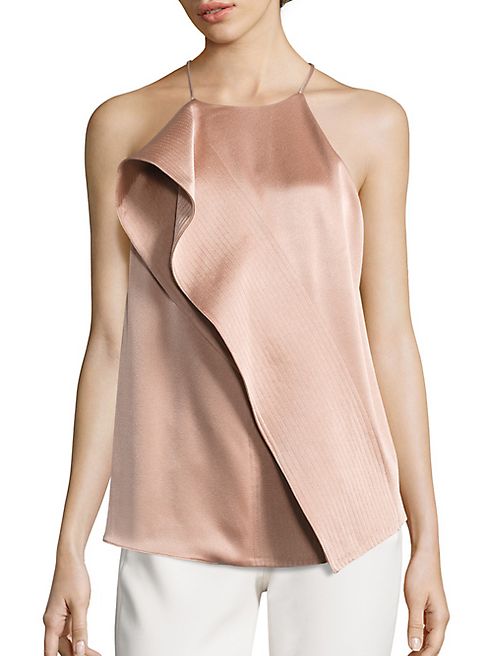 Halston Heritage - Ruffle Satin Halter Top