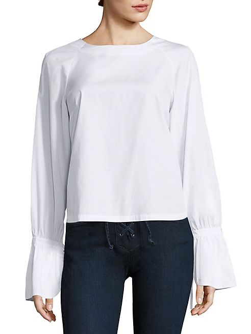 FRAME - Cotton Poplin Bell Sleeve Blouse