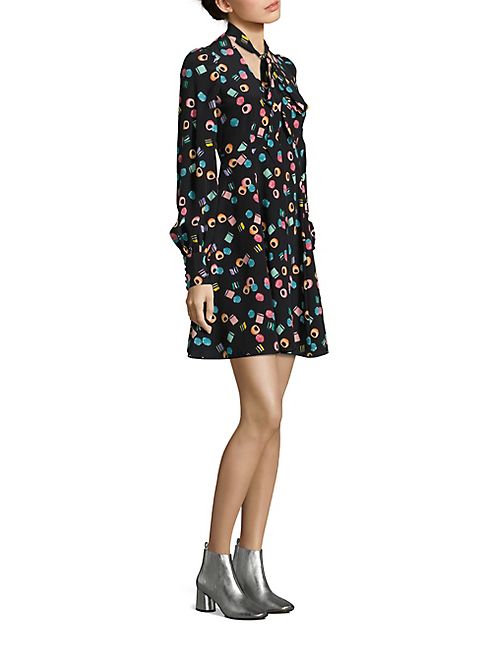 Marc Jacobs - Assorted Licorice Silk Tie-Neck Dress