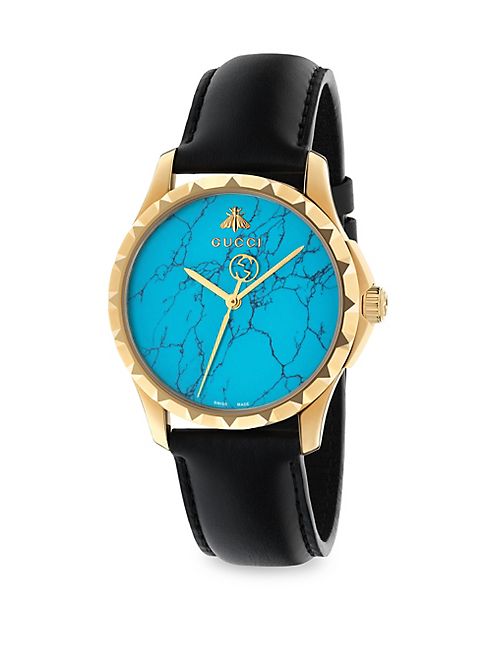 Gucci - Le Marché des Merveilles Synthetic Turquoise, Goldtone PVD & Leather Strap Watch