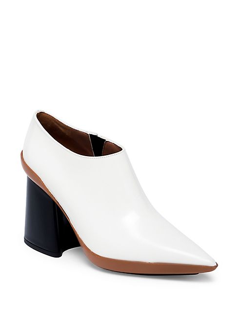 Marni - Two-Tone Leather Point Toe Block-Heel Booties