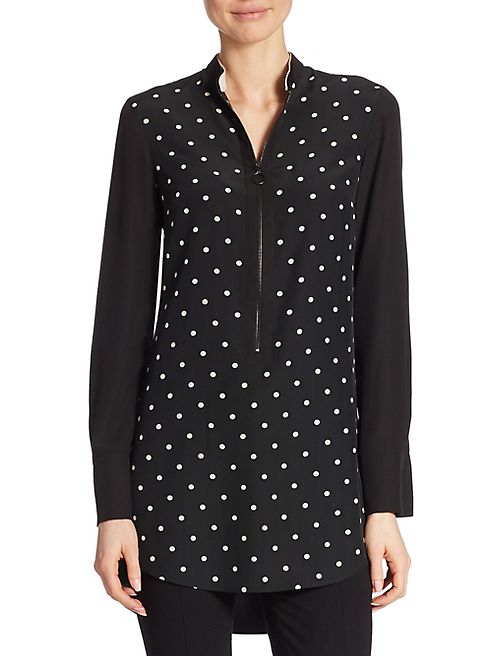 Akris punto - Zip-Front Polka Dot Silk Tunic