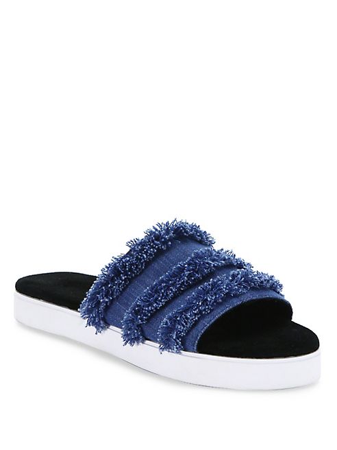 Rebecca Minkoff - Beth Frayed Denim Slides