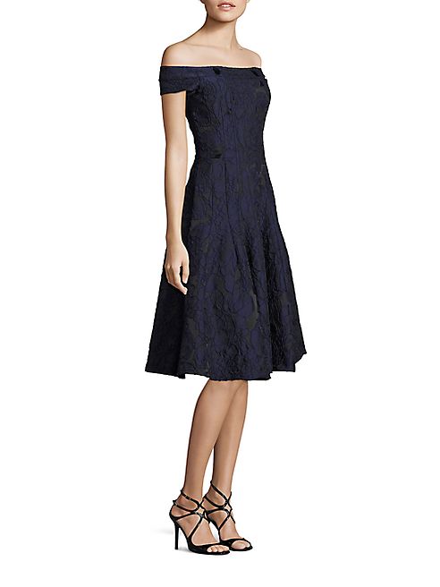 Carmen Marc Valvo - Off-The-Shoulder Brocade Dress