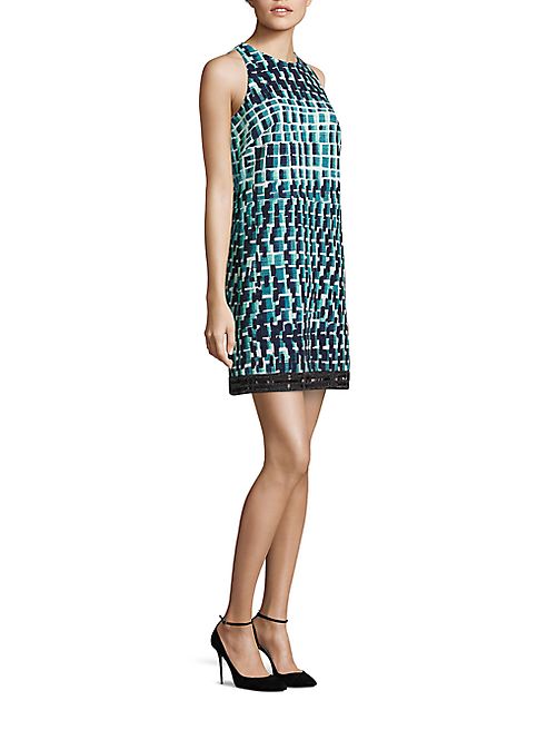 Carmen Marc Valvo - Beaded Cloque Shift Dress