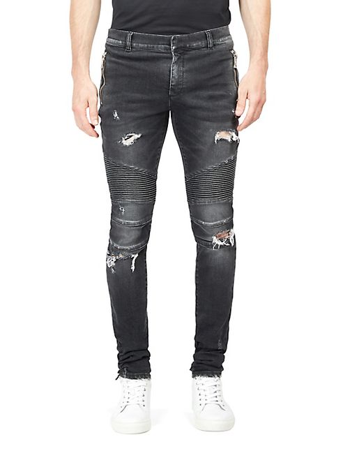 Balmain - Destroyed Slim-Fit Jeans