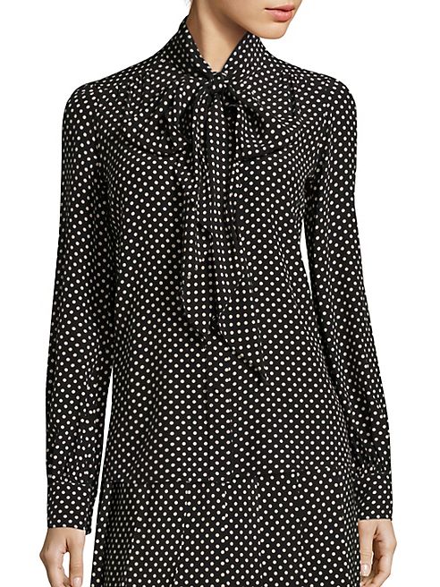 Marc Jacobs - Polka-Dot Silk Tie-Neck Blouse