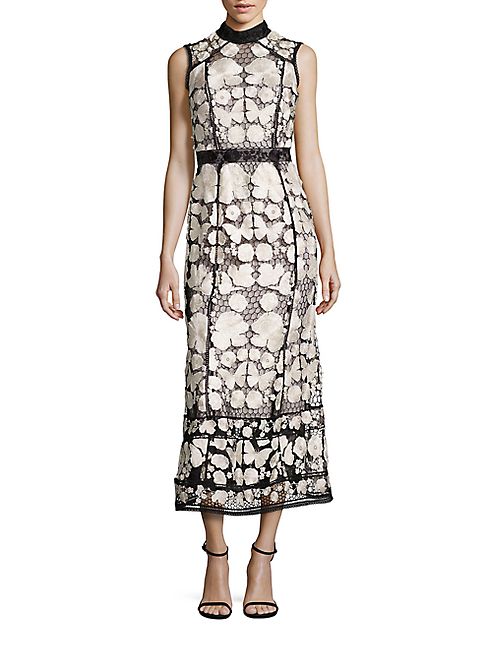 Marchesa Notte - Two-Tone Embroidered Lace Dress