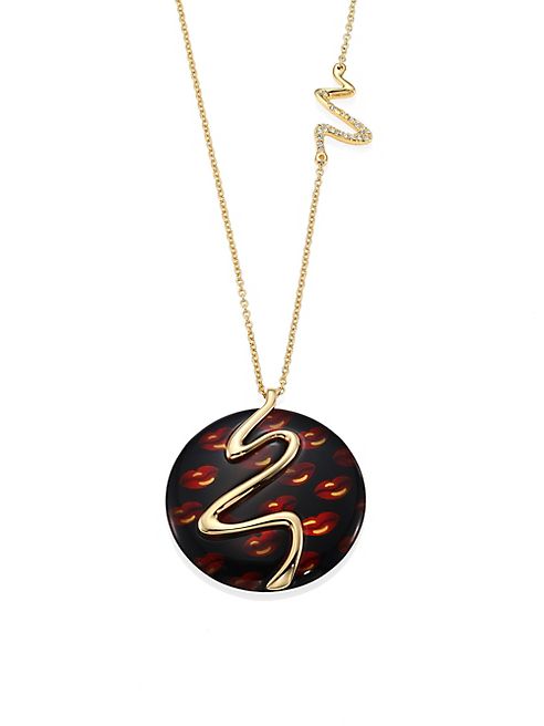 Alexis Bittar - Lucite Cherry Lip Liquid Metal Pendant Necklace