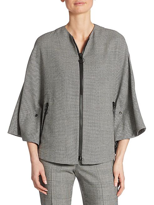 Akris punto - Zip-Front Houndstooth Wool Cape