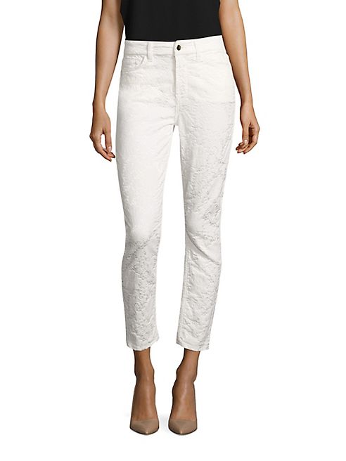 Jen7 - Jacquard Floral Cropped Skinny Jeans