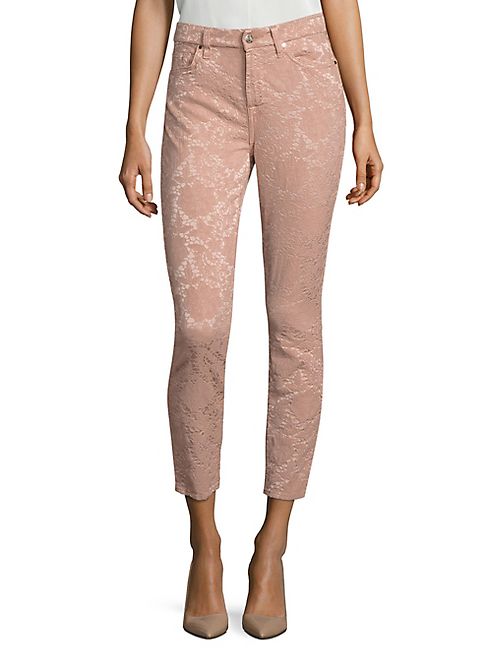 Jen7 - Floral Jacquard Ankle Skinny Jeans