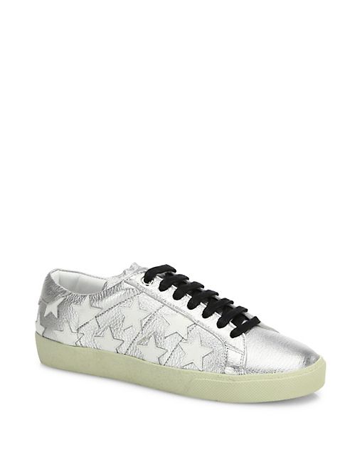 Saint Laurent - Court Classic Metallic Leather Star Sneakers