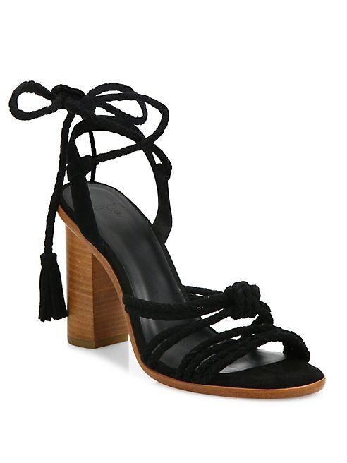 Joie - Banji Lace-Up Suede Block Heel Sandals