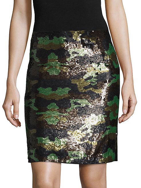 L'AGENCE - Phoebe Metallic Sequined Camo Skirt