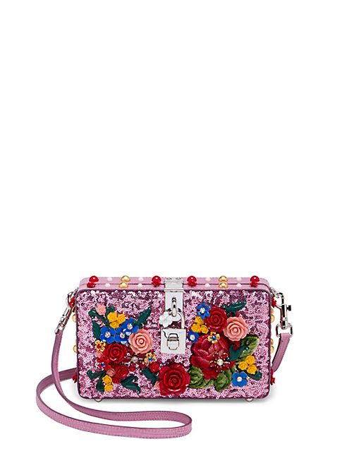 Dolce & Gabbana - Floral-Embellished Sequined Shoulder Bag