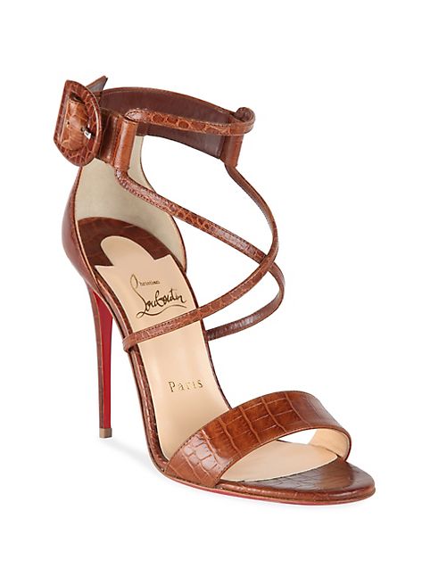 Christian Louboutin - Choca 100 Croc-Embossed Leather Sandals