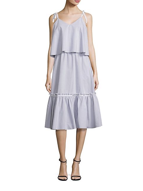 Prose & Poetry - Lea Shoulder-Tie Ruffled Slim-Fit Dress