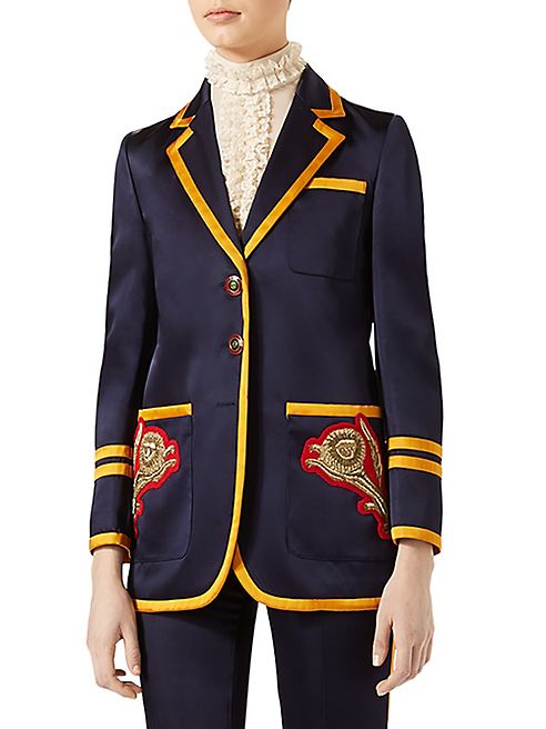 Gucci - Embroidered Notched Jacket