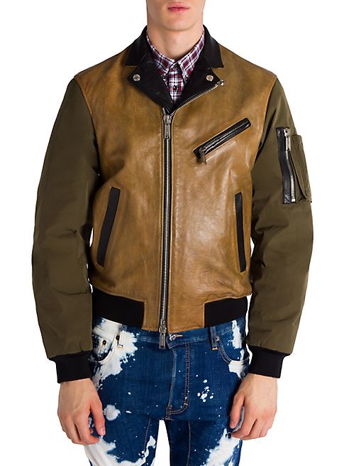 DSQUARED2 - Colorblock Leather Jacket