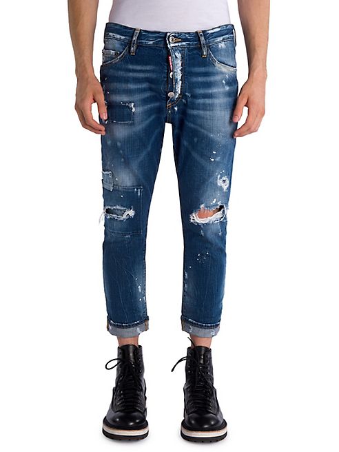 DSQUARED2 - Glamhead Distressed Straight Roll-Up Jeans