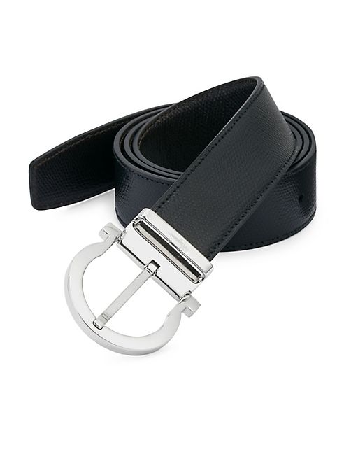 Salvatore Ferragamo - Gancini Pebble Textured Leather Belt