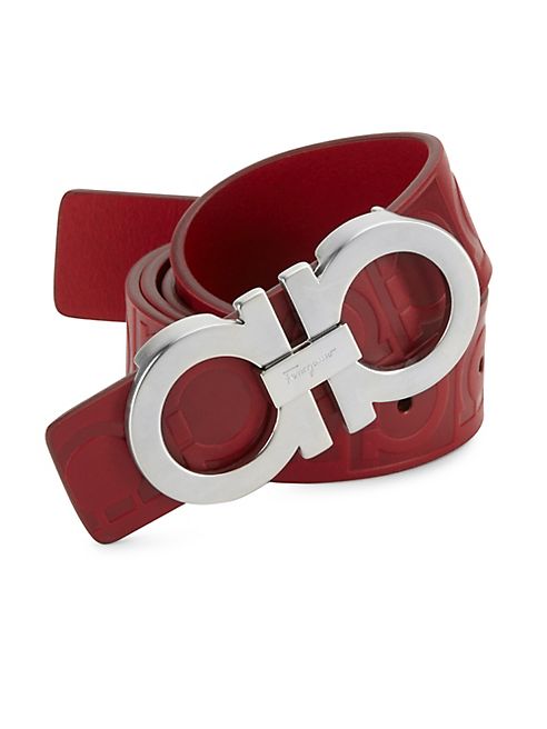 Salvatore Ferragamo - Double Gancini Rosso Leather Belt