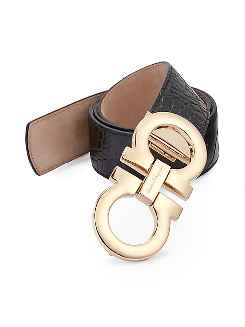 Salvatore Ferragamo - Croc-Embossed Leather Belt