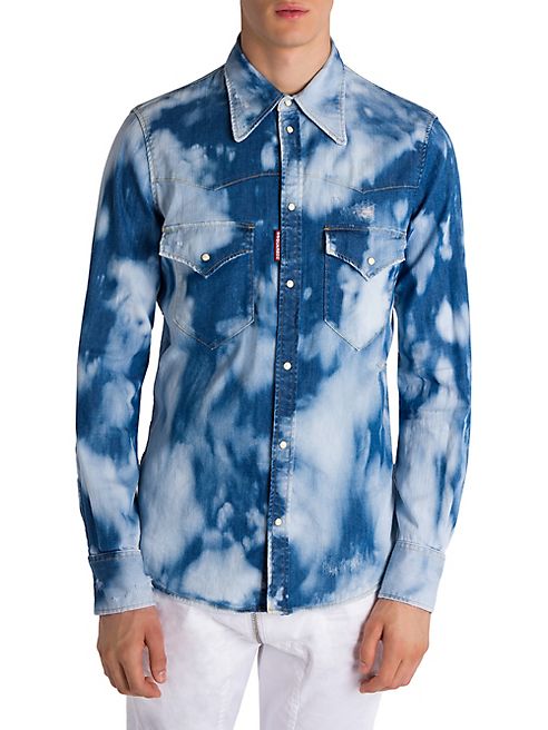 DSQUARED2 - Bleached Denim Button-Down Shirt