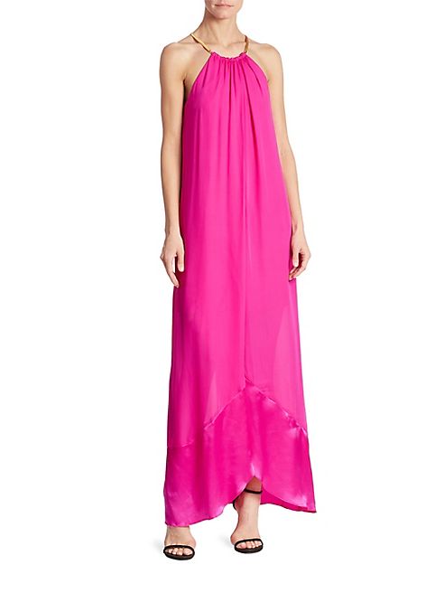 Trina Turk - Haute Havana Poinciana Halter Silk Gown