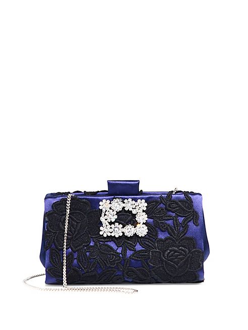 Roger Vivier - Floral Applique Satin Clutch