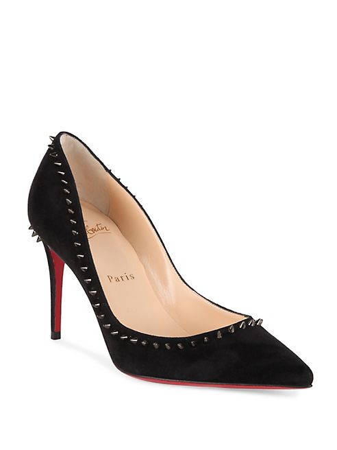 Christian Louboutin - Anjalina Spiked Suede Point Toe Pumps