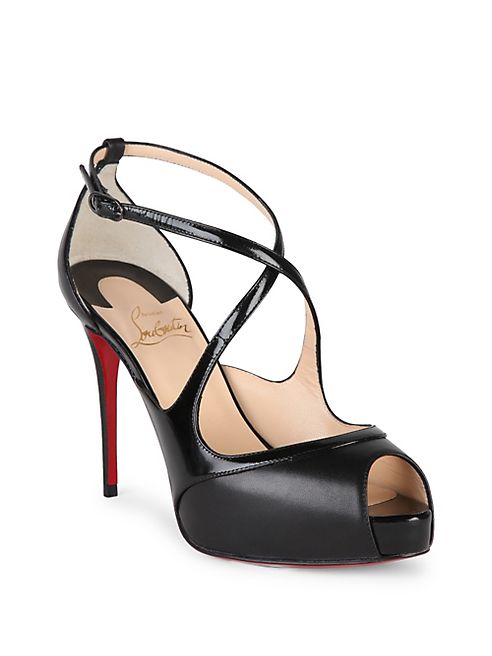 Christian Louboutin - Mirabelle 100 Patent Leather Crisscross Peep Toe Pumps