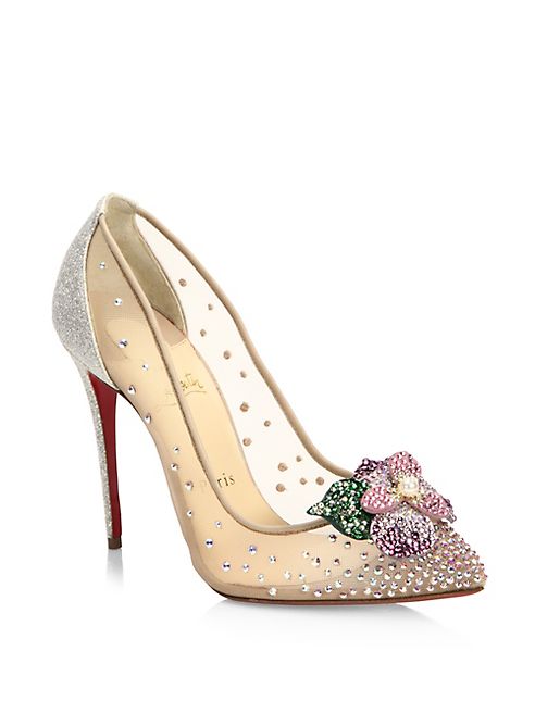 Christian Louboutin - Feerica 100 Strass & Mesh Pumps