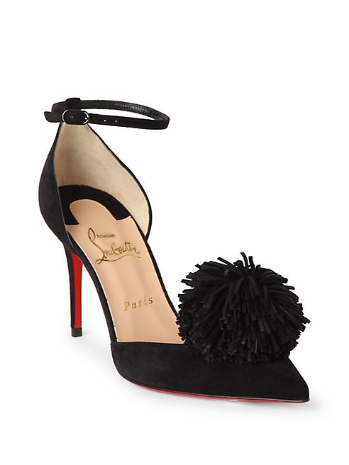 Christian Louboutin - Tsarou 100 Suede d'Orsay Ankle-Strap Pumps