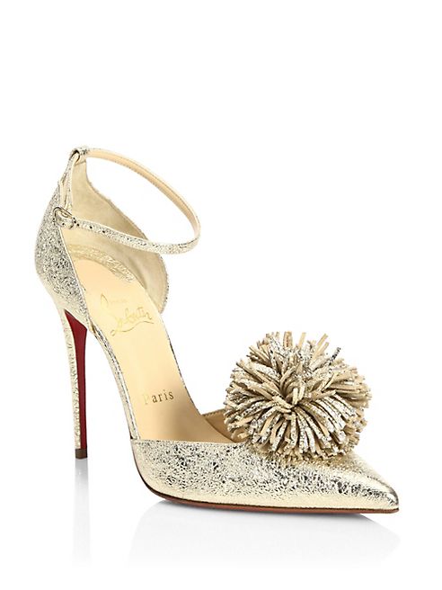 Christian Louboutin - Tsarou 100 Metallic Leather d'Orsay Ankle-Strap Pumps